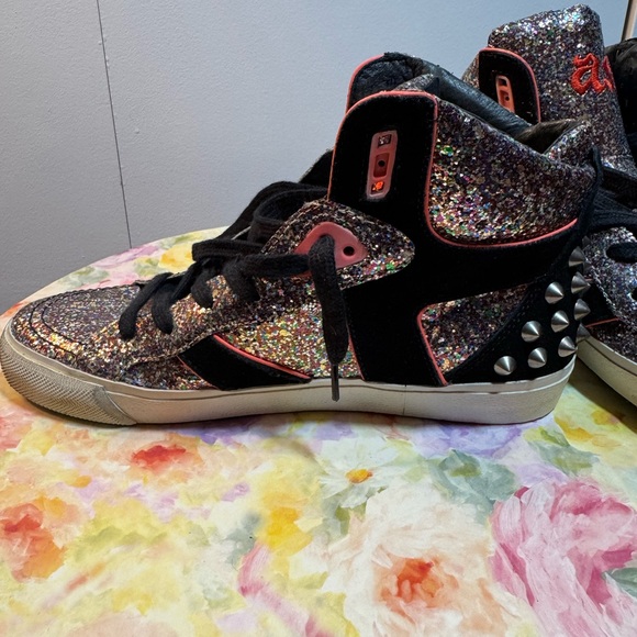 NEW limited edition Ash Glitter Spiked Hightop Spirit Sneakers - Size 38 - Picture 5 of 16